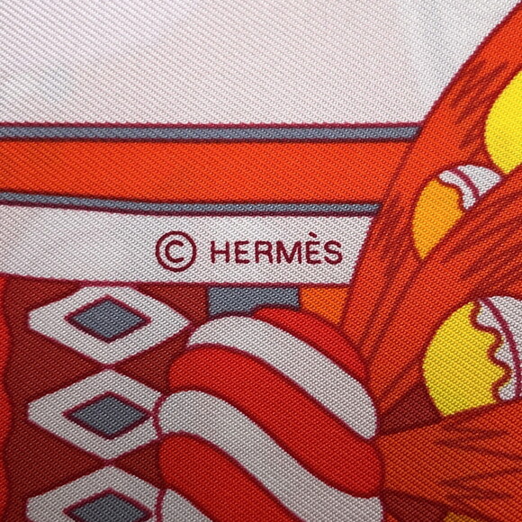 HERMES Orange Silk Scarf - Picture 5 of 7